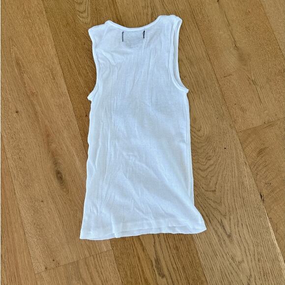 Left Hand - Spider Web Sleeveless Ribbed Tank Top in White & Black - Picture 3 of 3